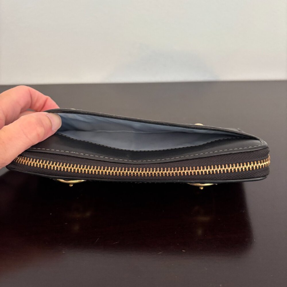 Coach Zoe Black Leather Zip Around Accordion Wallet - Picture 6 of 8